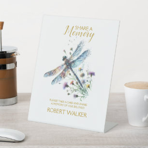 Dragonfly Share a Memory Funeral Sign