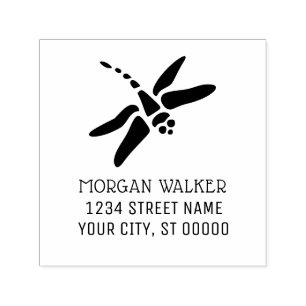 Dragonfly Silhouette #1 Insect Name Address Self-inking Stamp