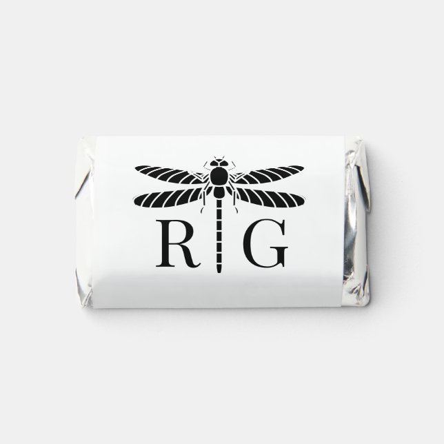 Dragonfly Silhouette 2 Initial Wedding Monogram #2 Hershey's Miniatures (Front)