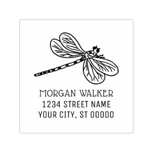 Dragonfly Silhouette #3 Insect Name Address Self-inking Stamp