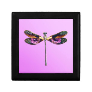 Dragonfly - silver, gold, purple and black keepsake box