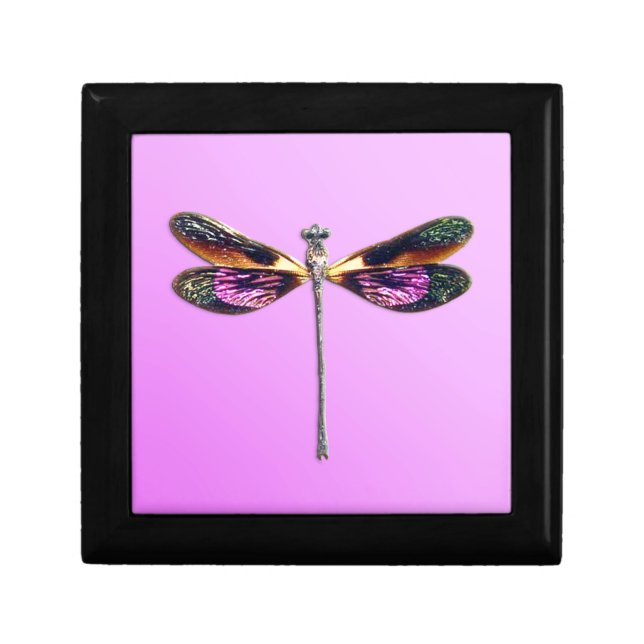 Dragonfly - silver, gold, purple and black keepsake box (Front)