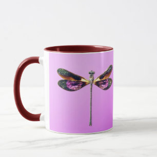 Dragonfly - silver, gold, purple and black mug