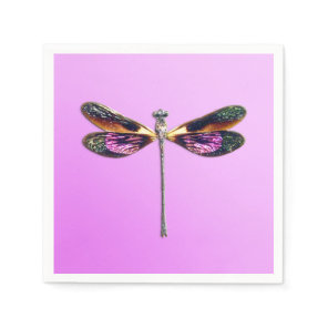 Dragonfly - silver, gold, purple and black napkins