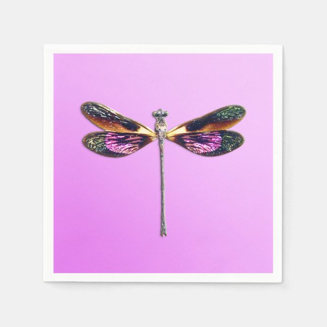 Dragonfly - silver, gold, purple and black napkins (Front)