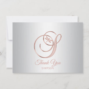 Dragonfly Silver Grey Rose Gold Thank You S