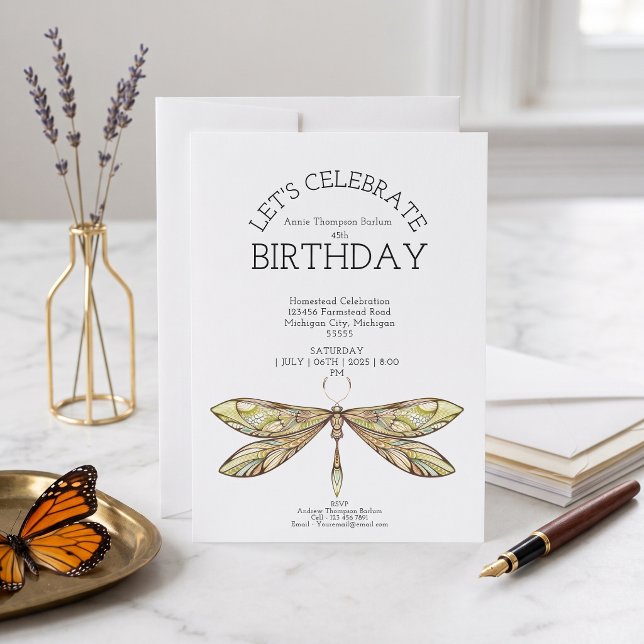 Dragonfly Simple Gold Party Invite (A timeless design everyone will love.)