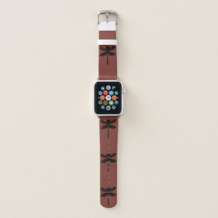 dragonfly sketch on brown apple watch band