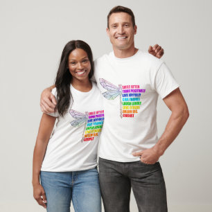 Dragonfly Smile Often Think Positively Quote T-Shirt