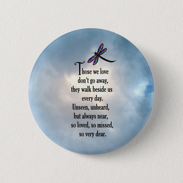 Dragonfly "So Loved" Poem Pinback Button (Front)