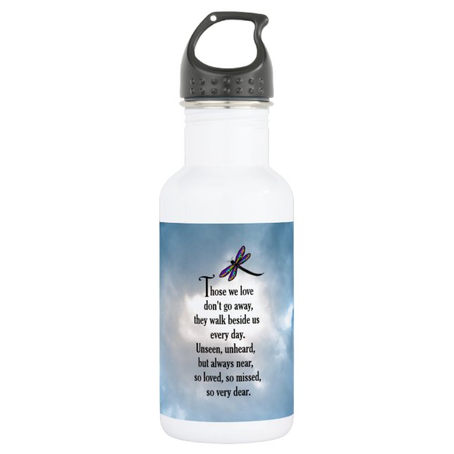 Dragonfly "So Loved" Poem Stainless Steel Water Bottle (Front)
