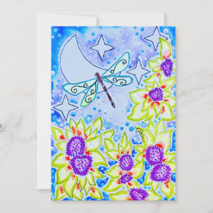 dragonfly & spirea note card