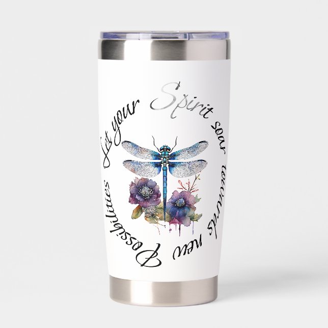 Dragonfly - spirit of new possibilities custom insulated tumbler (Front)