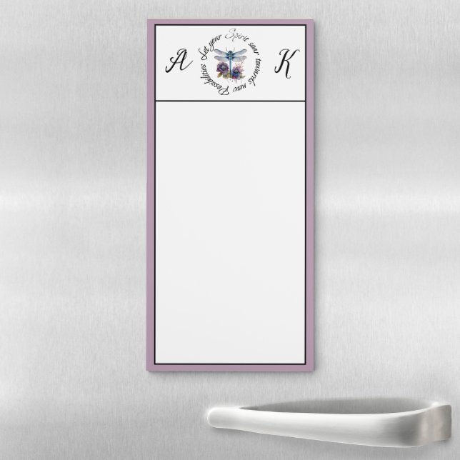 Dragonfly - spirit of new possibilities monogram magnetic notepad (In Situ)