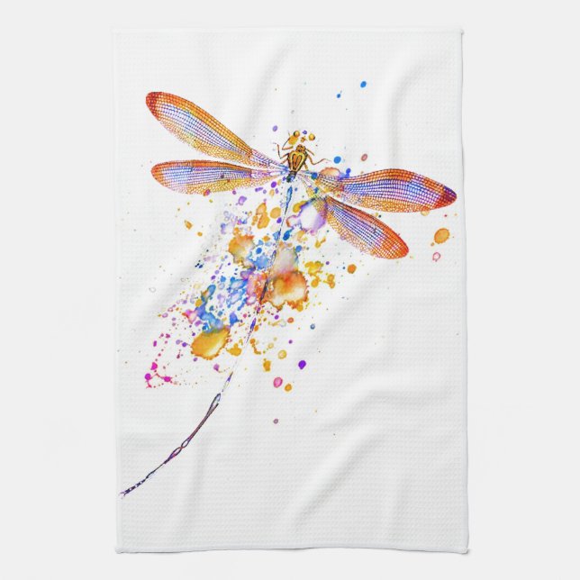 Dragonfly splatter kitchen towel (Vertical)
