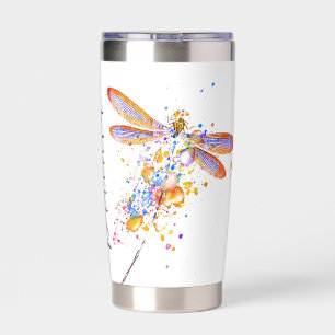 Dragonfly splatter personalized insulated tumbler