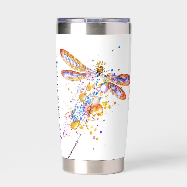 Dragonfly splatter personalized insulated tumbler (Back)