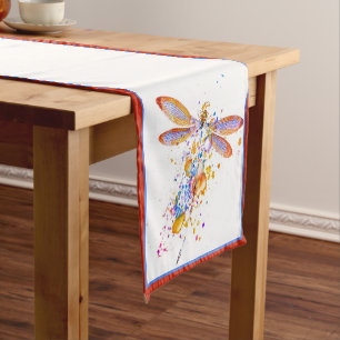 Dragonfly splatter short table runner
