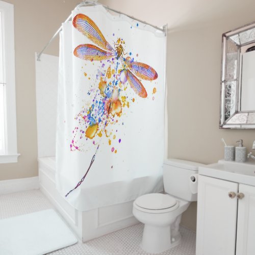 Dragonfly splatter shower curtain