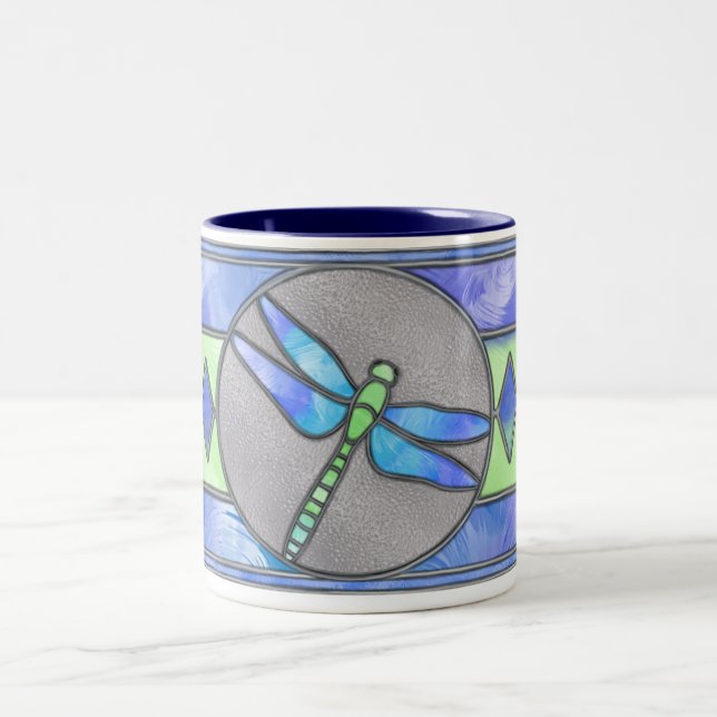 Dragonfly Stained Glass Coffee Mug (Center)