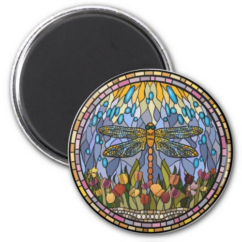 Dragonfly_Stained Glass Design  Magnet