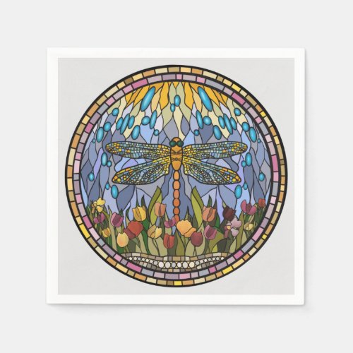 Dragonfly_Stained Glass Design  Napkins