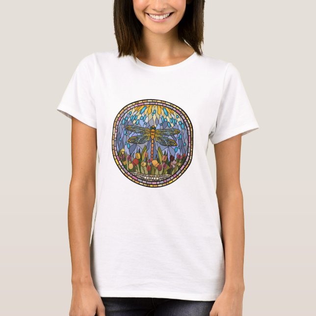 Dragonfly-Stained Glass Design  T-Shirt (Front)