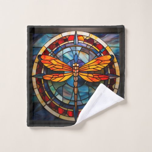 dragonfly stained glass wash cloth