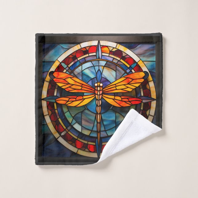 dragonfly stained glass wash cloth (Wash Cloth)