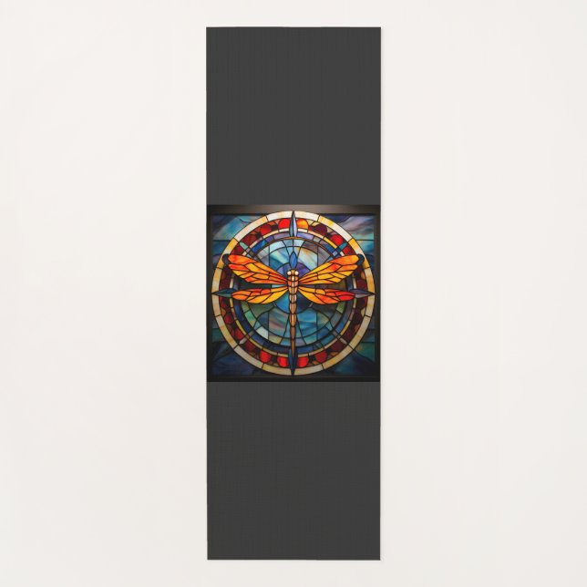 dragonfly stained glass yoga mat (Front)