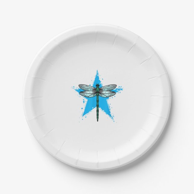 Dragonfly Star Design Insect Love Lover Dragonflie Paper Plates (Front)