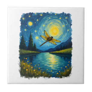 Dragonfly Starry Night (2) Ceramic Tile