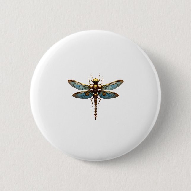 Dragonfly Steam Punk Insect Art Engineer Steampunk Button (Front)