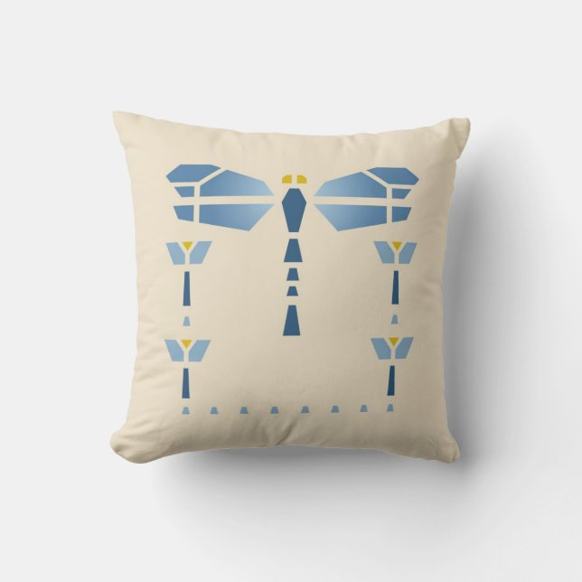 Dragonfly Stencil Throw Pillow (Front)