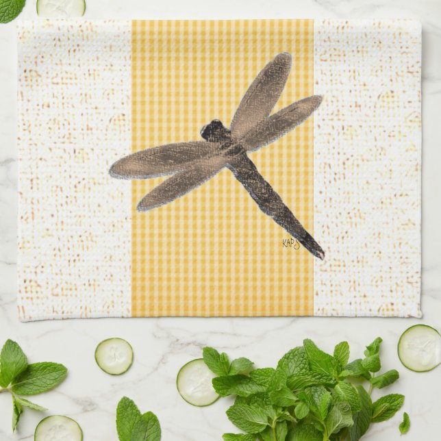 Dragonfly Stone Look Digital art Kitchen Towels (Folded)