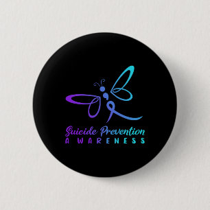 Dragonfly Suicide Prevention Awareness Pink And Te Button