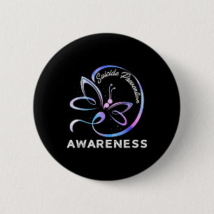 Dragonfly Suicide Prevention Awareness Pink And Te Button