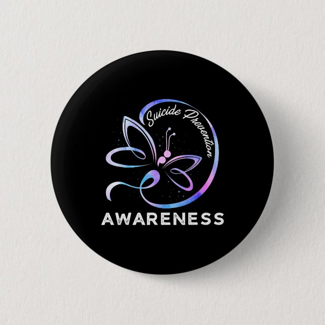 Dragonfly Suicide Prevention Awareness Pink And Te Button (Front)