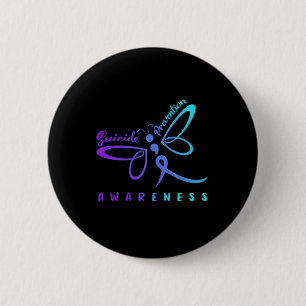 Dragonfly Suicide Prevention Awareness Pink And Te Button