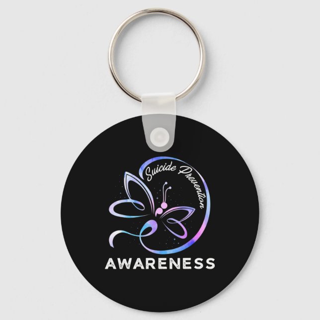 Dragonfly Suicide Prevention Awareness Pink And Te Keychain (Front)