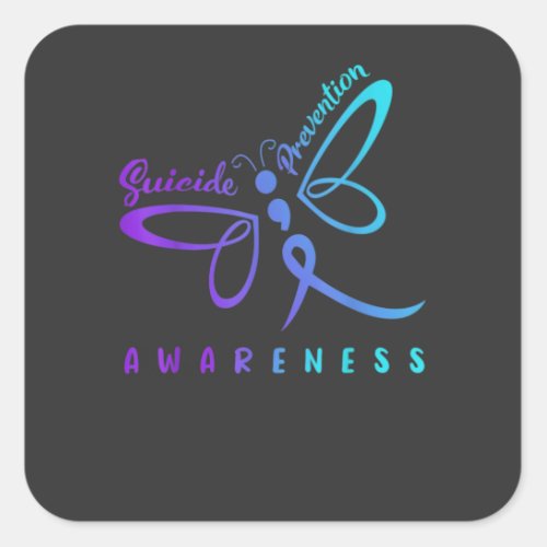 Dragonfly Suicide Prevention Awareness T_Shirt Square Sticker