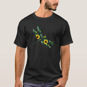 Dragonfly Sunflower Girl Floral Swarm Hawaiian Wom T-Shirt