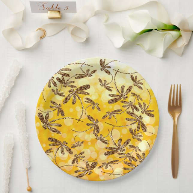 Dragonfly Sunshine Paper Plates (Wedding)