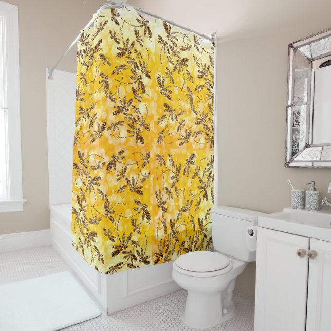 Dragonfly Sunshine Shower Curtain (In Situ)