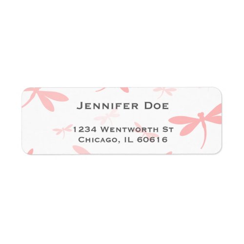 Dragonfly Swarm Template  Coral Pink Label