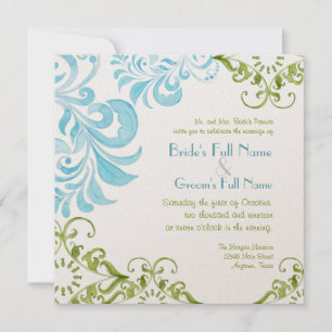 Dragonfly Swirls Scroll Chic Modern Floral Invite