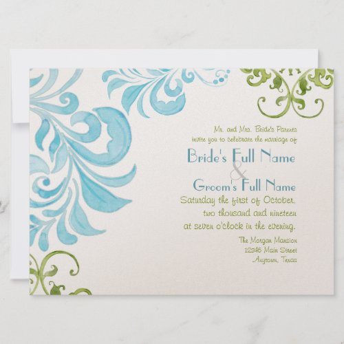 Dragonfly Swirls Scroll Chic Modern Floral Invite