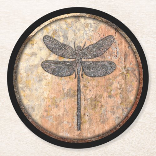 Dragonfly Talking Canyons New Mexico Round Paper Coaster