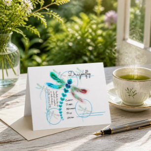 Dragonfly Teal Note Cards