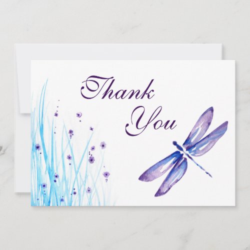 Dragonfly Thank You Cards _ Blue Purple Watercolor